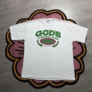 Vintage 90’s God’s Athletic Club Graphic Logo T-shirt Size XL White